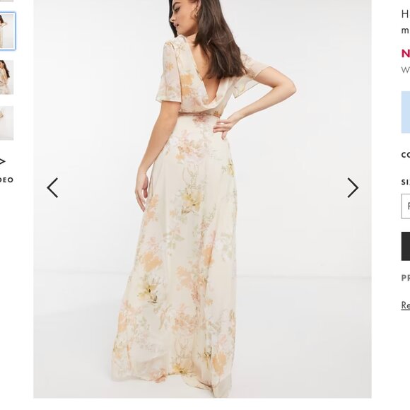 Hope & Ivy draped back maxi dress in peach floral - Picture 4 of 11
